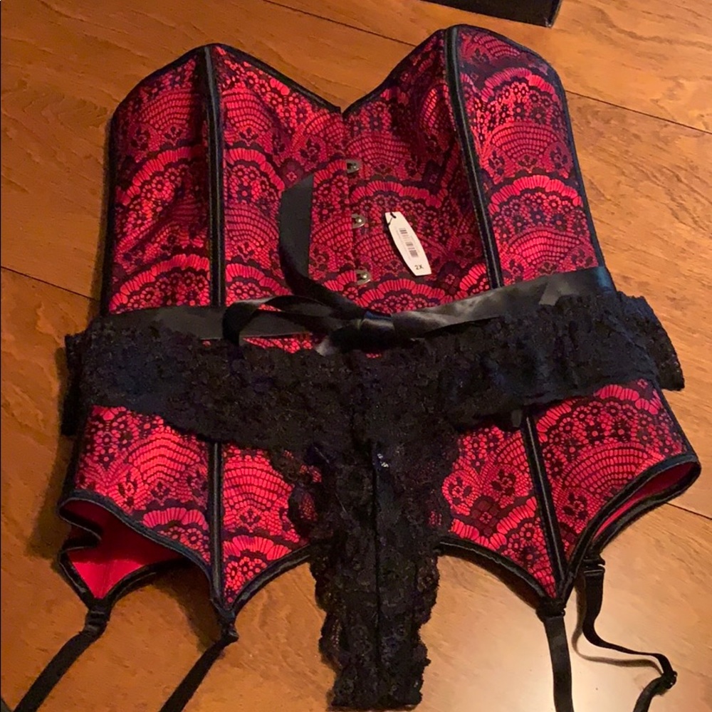 AdoreMe NWT 2X Scarlett Contour Corset & Thong